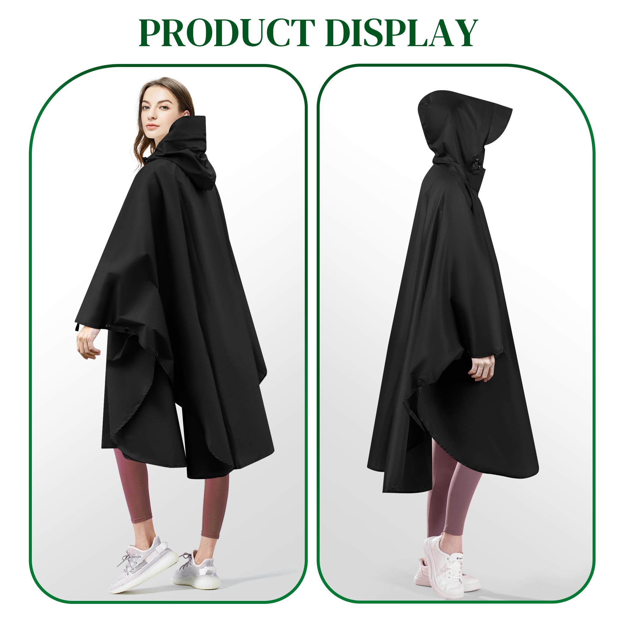 Poncho Réutilisable Imperméable Femme Unisexe - Capuche, Fermeture Éclair - Pour Randonnée Camping Vélo
