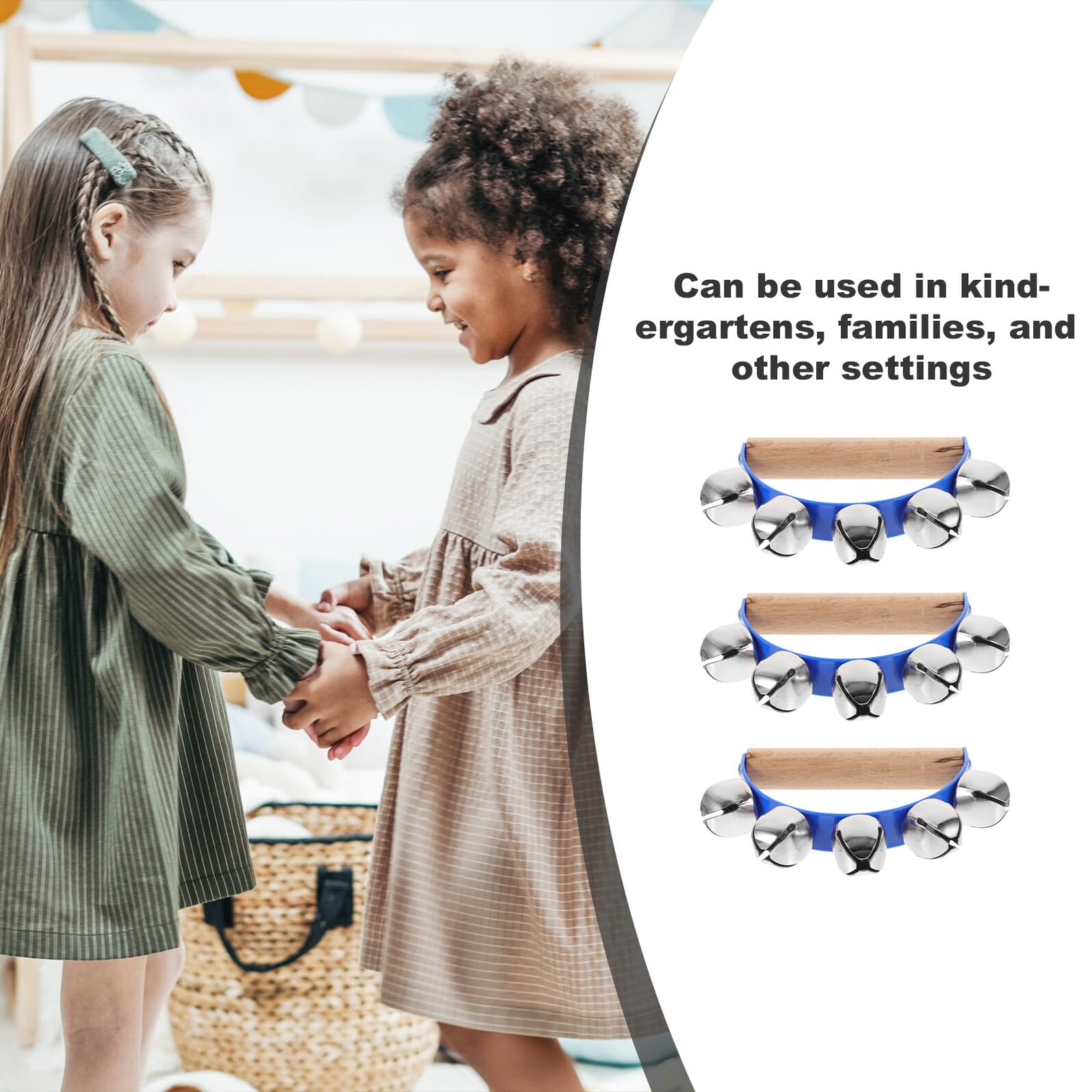Panderetas Portátiles Semicirculares 6 Piezas Azul para Principiantes | Plástico Madera Metal, Fácil de Aprender, para Jardines Infantiles y Otros Entornos