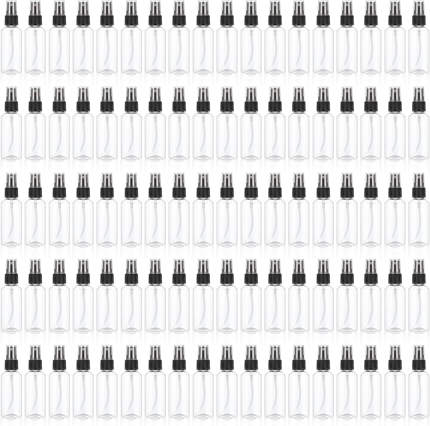 100pcs Small Travel Spray Bottles 2 oz/60 ml Small Spray Bottle Clear Fine Mist Sprayer Plastic Empty Refillable Containers Portable Cosmetic Bottles for Skin Hair Care Plant Care Home Cleaning