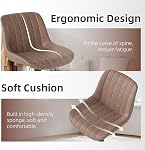 Youhauchair Bar Stools Set of 2, Swivel Counter Height Barstools with Back, Adjustable Suede Bar Chairs, Modern Armless Kitchen Island Stool, Brown