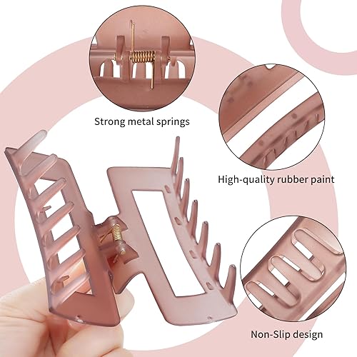 Miniatura 56 de Pinzas grandes para el cabello de 4 pulgadas, 6 clips cuadrados grandes para cabello grueso, accesorios rectangulares antideslizantes