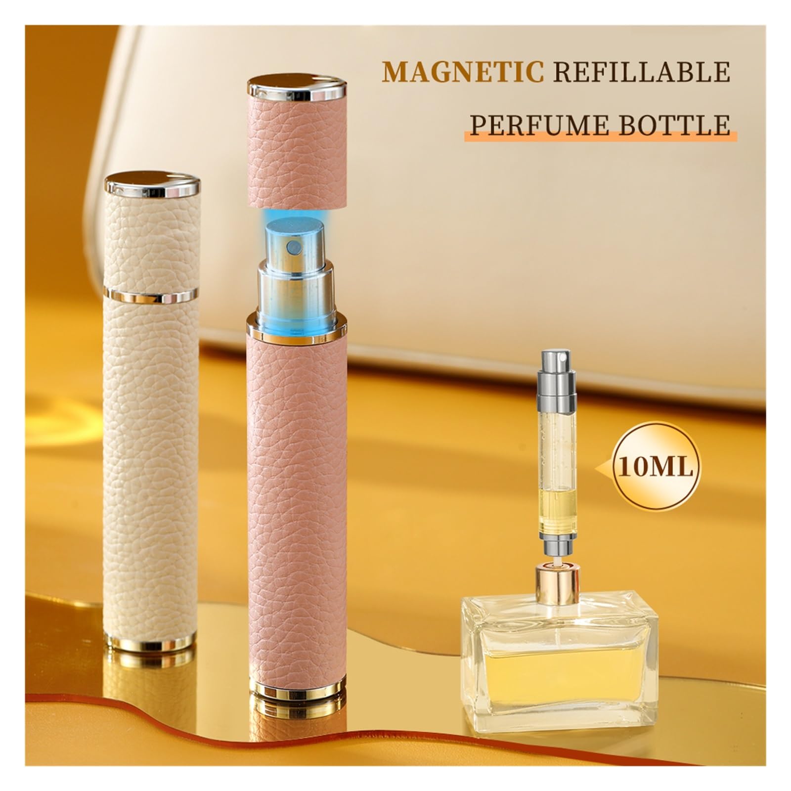 Flacone di profumo in pelle Flacone atomizzatore di profumo magnetico da 10 ml