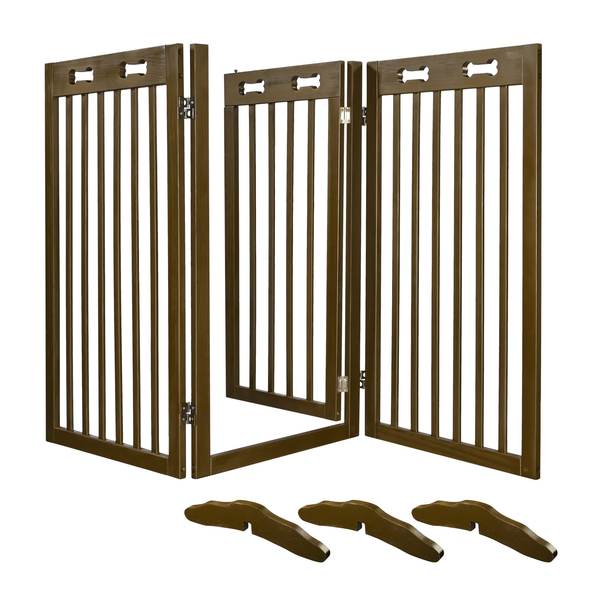 LENDOO Dog Stair Gate Foldable playpen, Doorways Safety Wooden Pet Indoor Barrier, Fire Guard/Hearth Gate/Stair Gate/Room Divider/Baby Gate