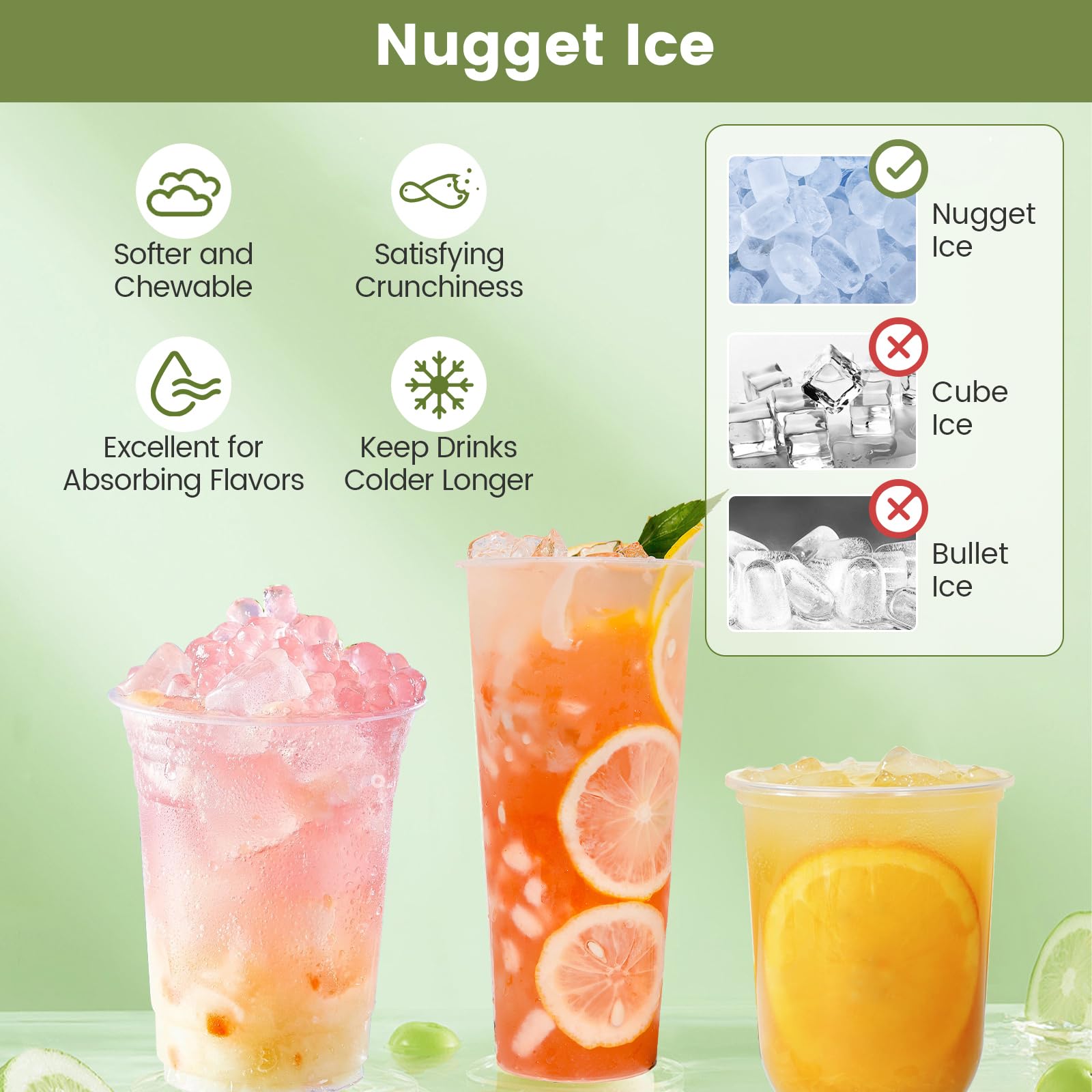 COSTWAY Self Dispensing Nugget Ice Maker Countertop, 56 Lbs/24h Soft Chewable Ice, Pebble Ice Maker With Self-Cleaning, One-Button Operation, Portable Stainless Steel Ice Maker For Home Office Party on Fridge.com - View 6
