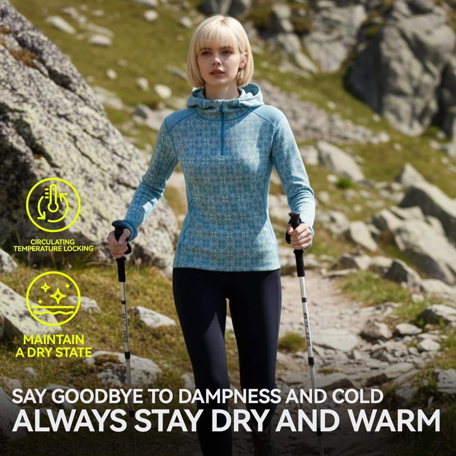 Women’s Merino Wool Half Zip Base Layer – 100% Merino Midweight Long Shirts for Hiking Outdoors - Image 4