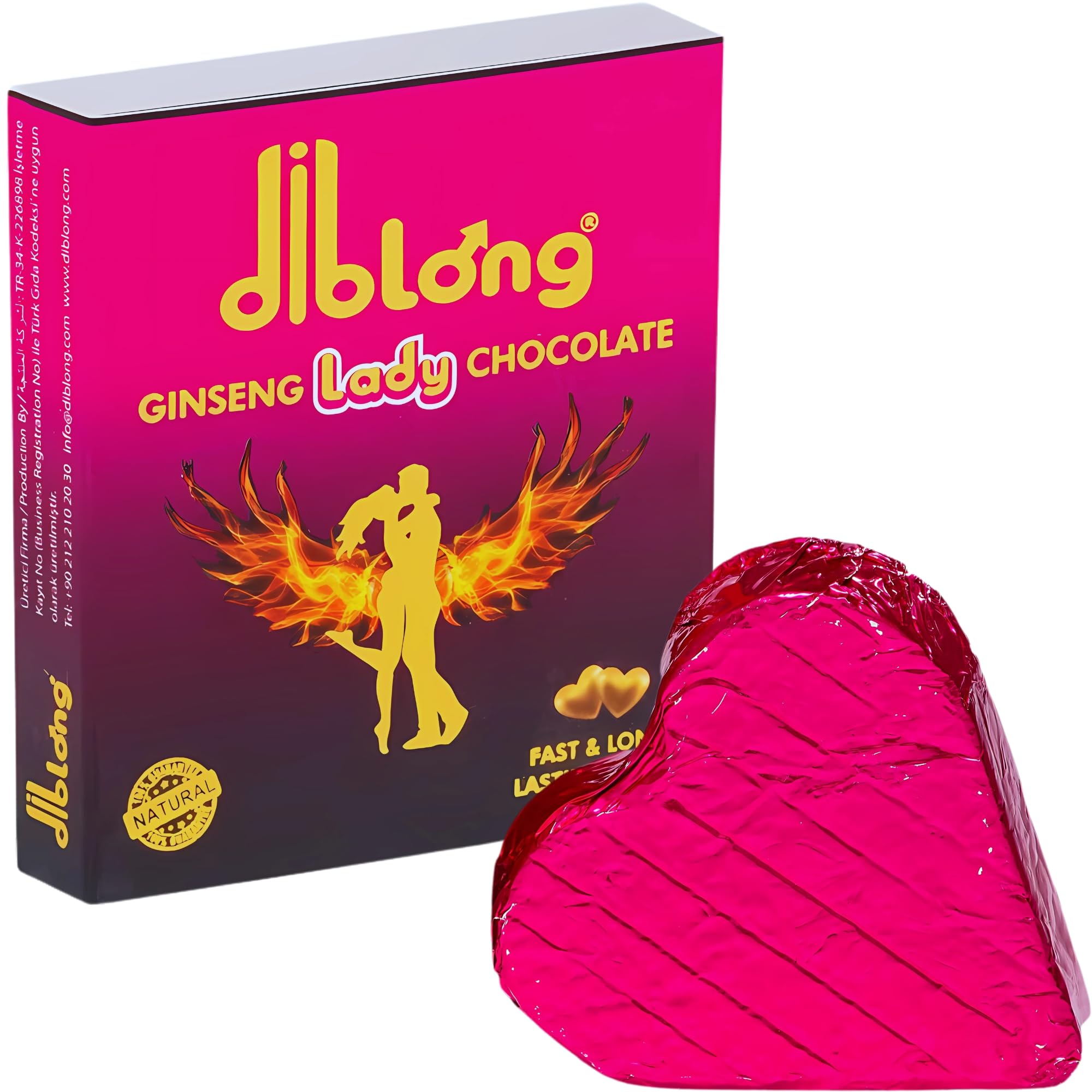 Diblong Afrodisiaca Lady Energy Chocolate for Women (16g) – Premium Dark Chocolate with Ginseng, Ginger, Hazelnut & Herbal Blend – Natural Indulgence for Vitality & Wellness – Made in Turkey