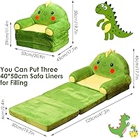 Vista 2 de Caluself Sofá cama plegable de felpa para niños, sofá cama 2 en 1 para niños, sofá cama con respaldo, lindo sofá de dibujos animados para niños