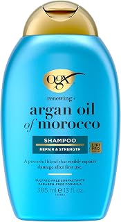 OGX Argan Oil of Morocco Renewing Shampoo - Repairs Dry Damaged Hair with LipiPro Shield Tech, Sulfate-Free, 13oz