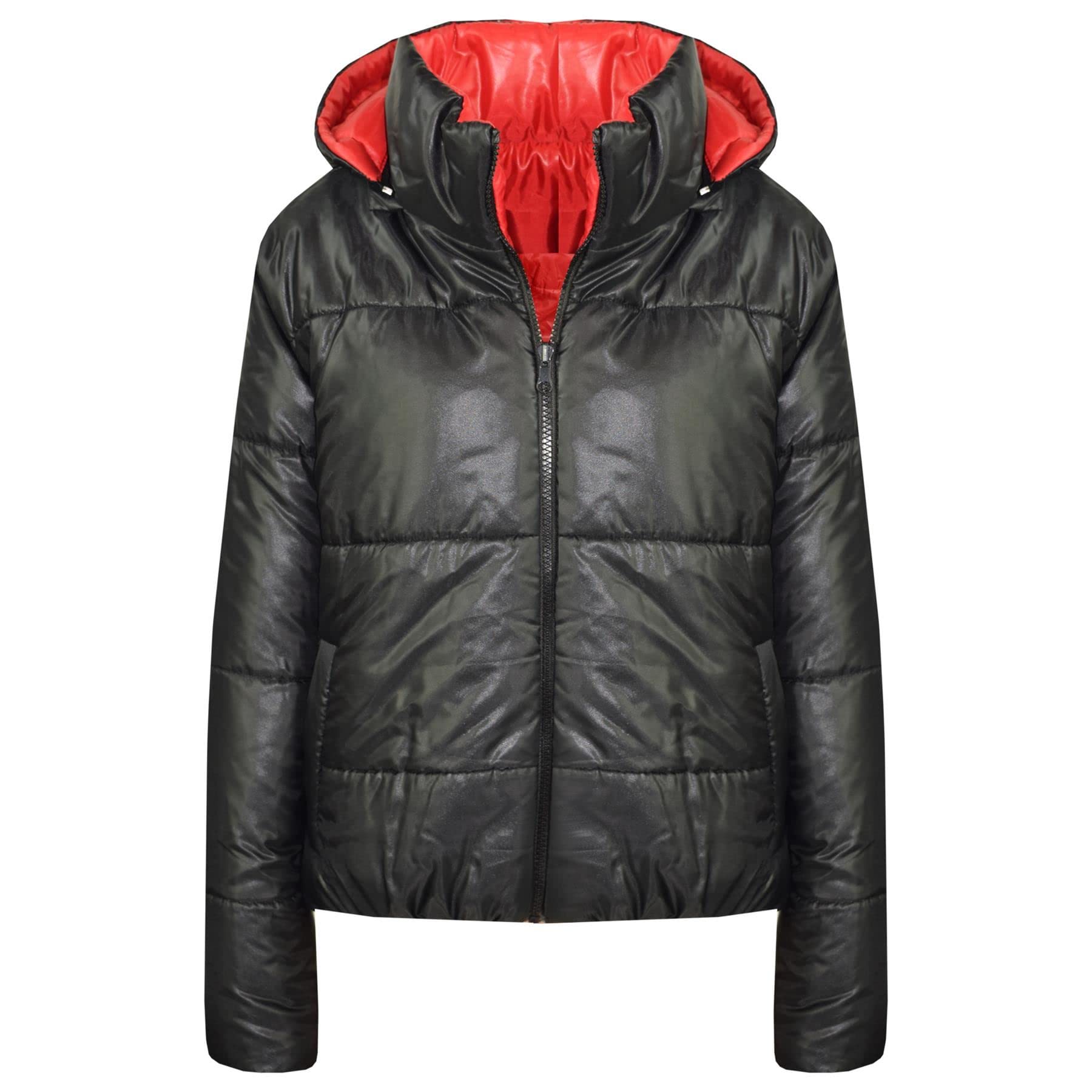 A2Z 4 Kids Dziewczyny Chłopcy Kurtka Dwustronna, Krótka, Z Kapturem, Wyściełana Podszewką Kurtki Puchowe - Reversible Jacket 492 Black 7-8.