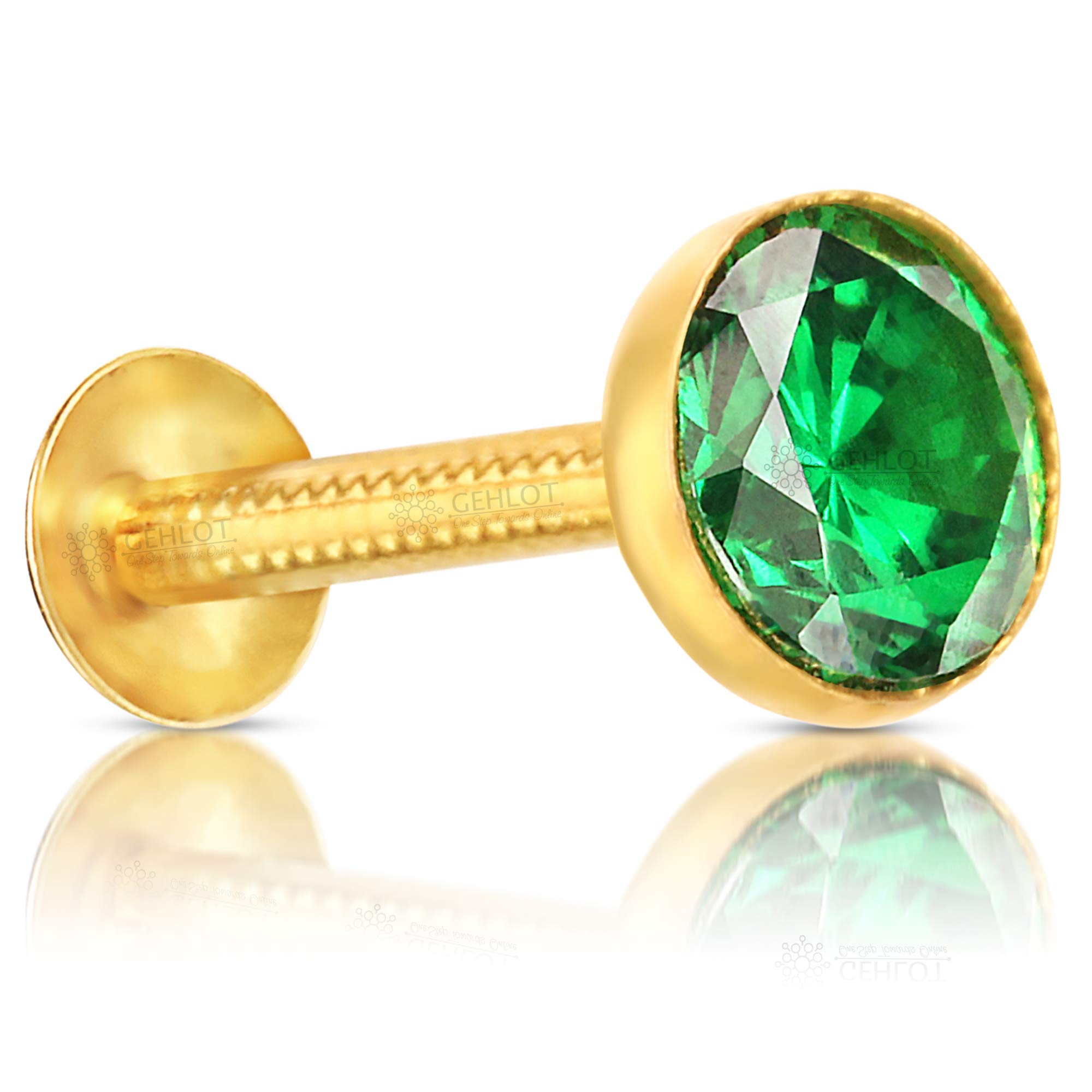 GEHLOT ; OneStep Towards Online Round Cup Shape Green Diamond 14K Pure Yellow Gold Nose Pins Studs Jewellery For Women And Girl (Green Cup Round) (B08R2MSYS1) Amazon Price History, Amazon Price Tracker