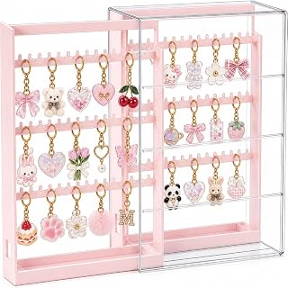 キーホルダー 収納ケース ピンク アクリル 引き出し2段 ディスプレイ 推し活 ガチャガチャ めじるしチャーム アクキー アクセサリー 傷防止 防塵