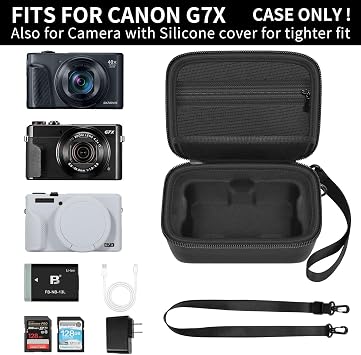 ANKHOH Case for Canon PowerShot SX740/SX720/G7X Mark III/II Digital Camera | Padded Divider, SD Card Storage, Mesh Cable Pocket, Travel Strap, Case Only, For Creators Photography & Travel, Black