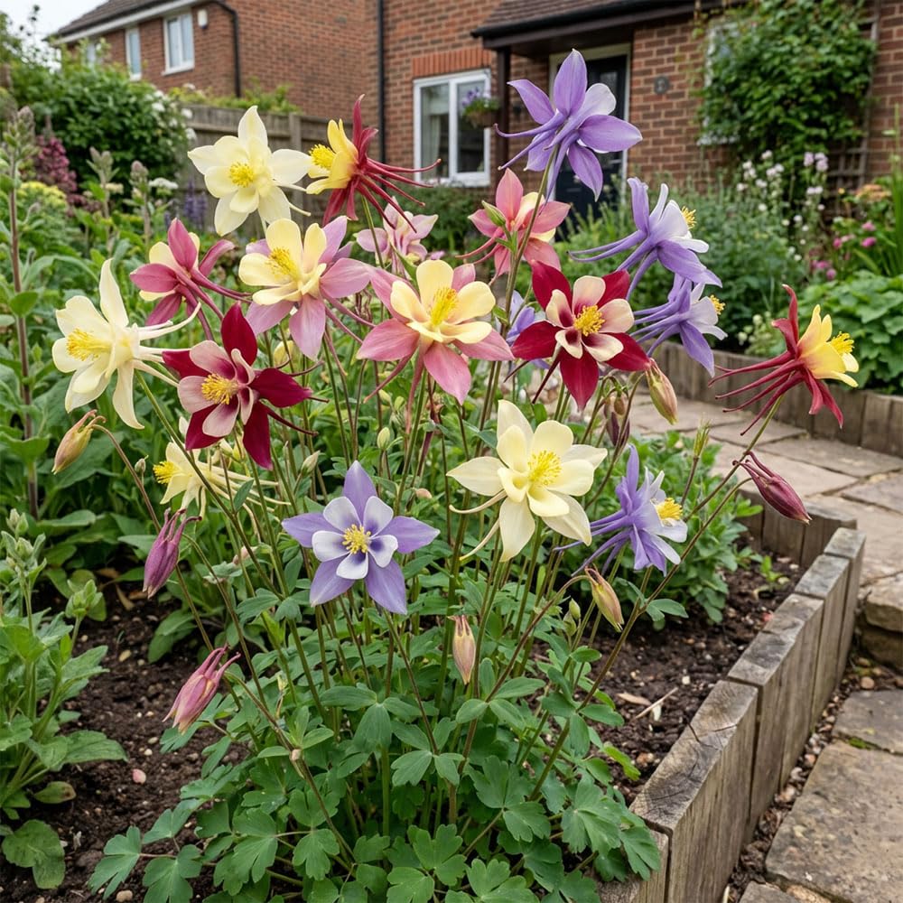 Aquilegia Multicolour Seeds – Columbine Flower Mix – Hardy Perennial/Biennial Cottage Garden Flowers – Shade Tolerant – Ideal for Borders & Natural Gardens – for Your Beautiful Garden