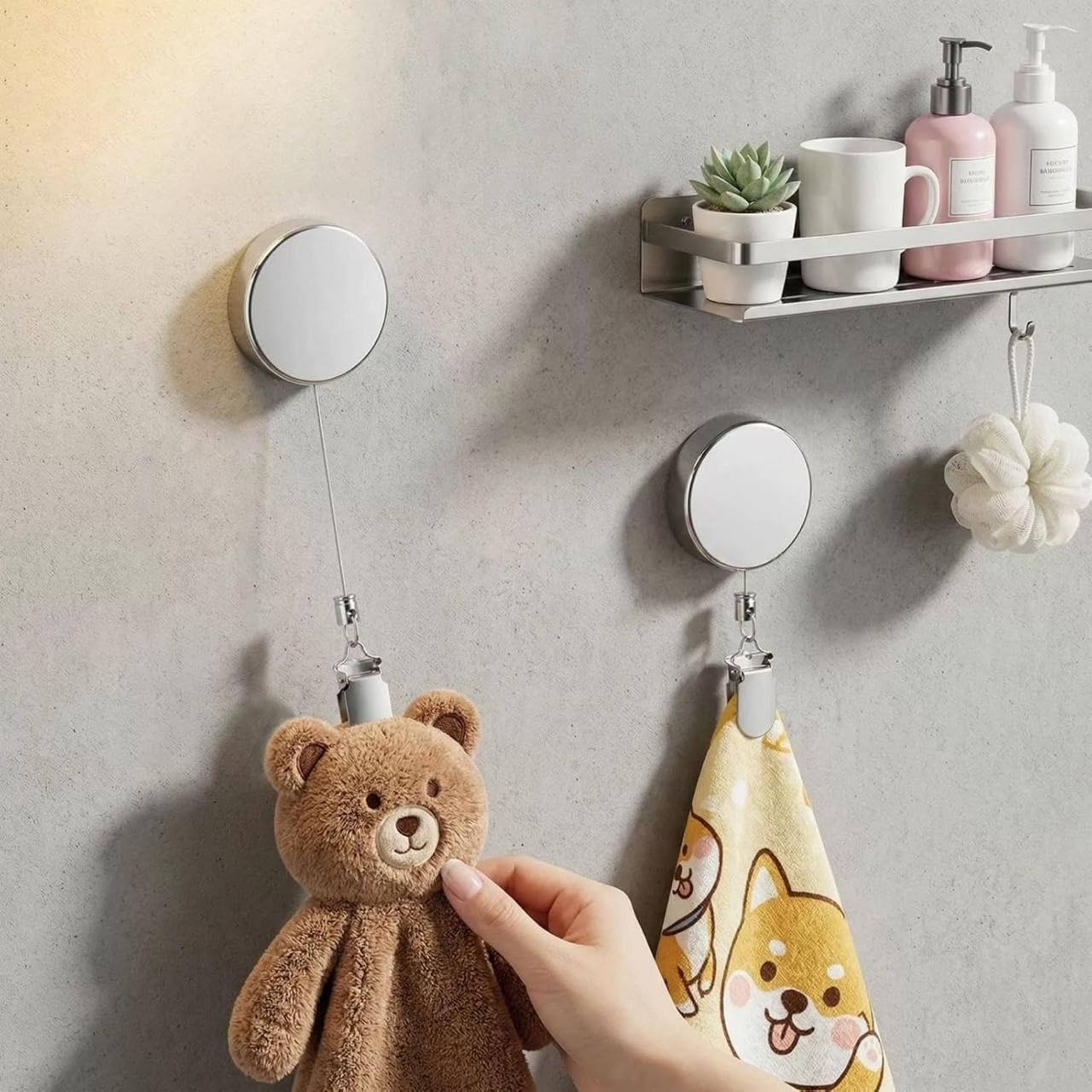 Retractable Towel Clip - Stainless Steel Wall Mount -5