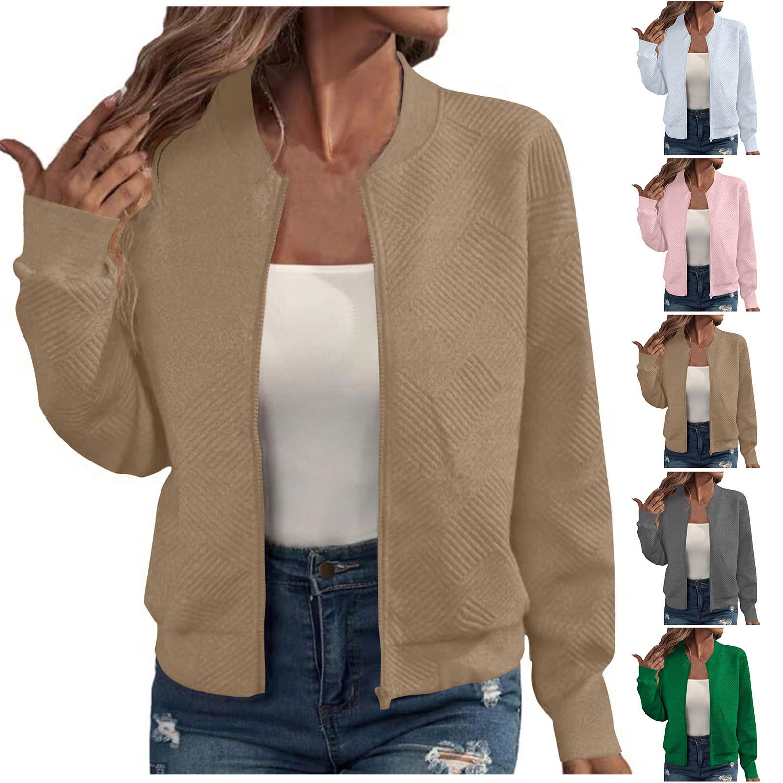 EMATOP Damen Sport Sweatjacke Langarm Baumwolle Full Zip Übergangsjacke