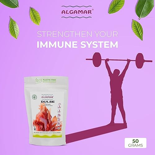 Miniatura 5 de ALGAMAR Dulse - Algas marinas 3.53oz, orgánicas, sin gluten, veganas y ecológicas, llenas de vitamina C, proteínas, potasio y minerales, lo mejor