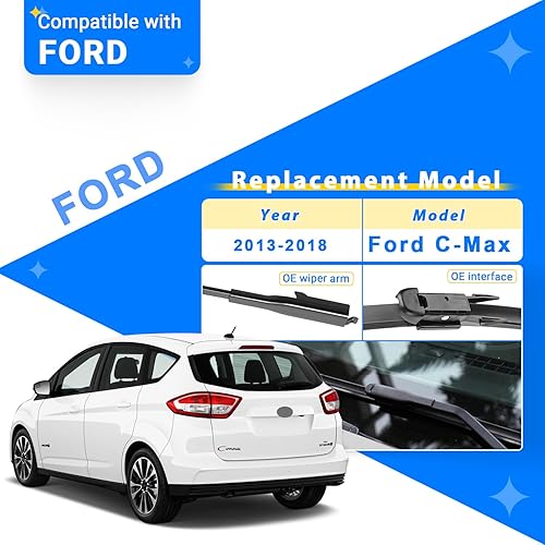 Miniatura 2 de Juego de limpiaparabrisas de repuesto para Ford C-Max Cmax 2013 2014 2015 2016 2017 2018 calidad original de fábrica para mi automóvil, 28, 26, 12