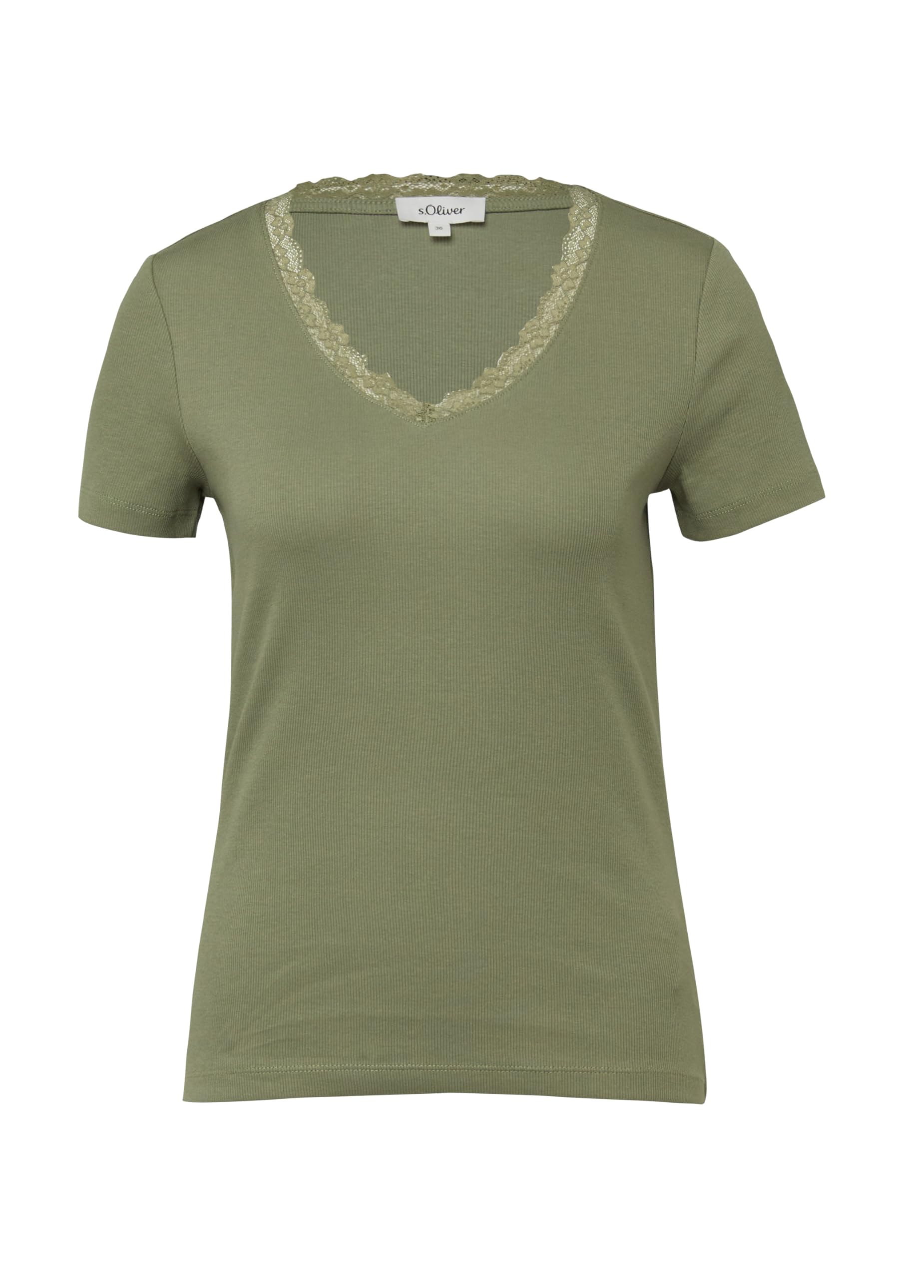 s.Oliver RIPP-T-Shirt mit Spitze am Ausschnitt
