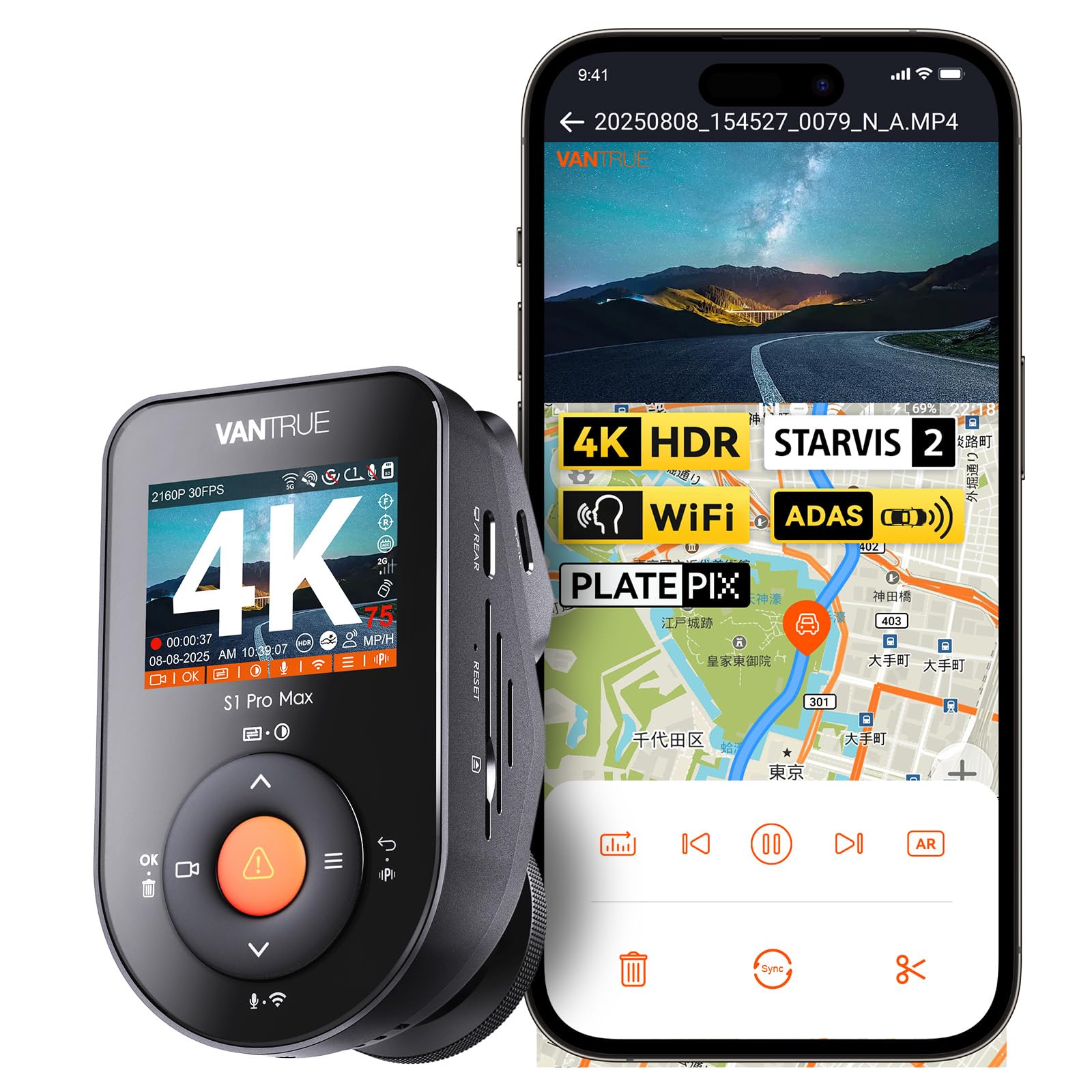 Amazon.co.jp: VANTRUE S1 Pro Max 4K ドライブレコーダー : 車＆バイク