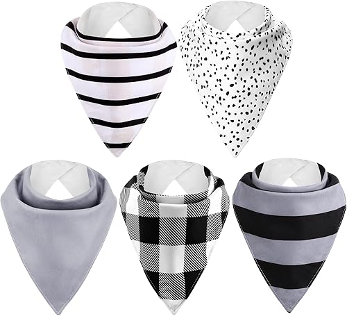 Janmercy Paquete de 5 baberos tipo bandana para adultos, suaves, ajustables, absorbentes, para Navidad, necesidades especiales, unisex, para hombres