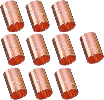 10pcs EZ-FLUID Plumbing 3/4" C X C LF Copper Slip Coupling Pressure Copper Fitting Without Stop,Sweat Solder Connection for Residential,Commercial