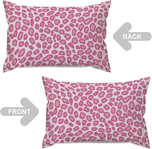 Vista 457 de Funda de cojín con estampado de guepardo rosa intenso, cojín cuadrado con estampado de animales fucsia, funda de almohada decorativa para el hogar