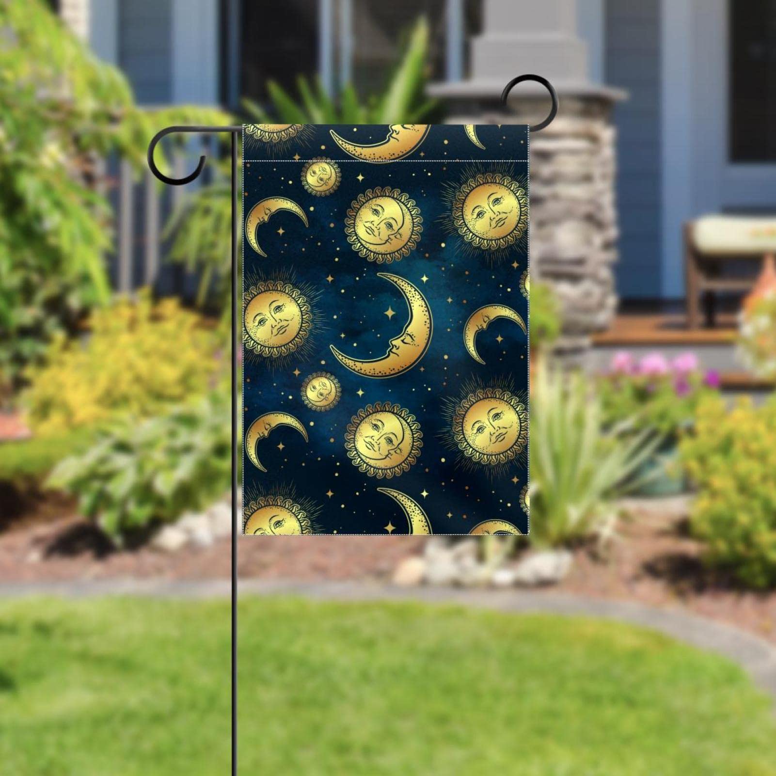 Gartenflagge Sonne & Mond – Doppelseitig, 90 X 150 Cm – Hippie-style Outdoor-Deko Für Balkon & Garten