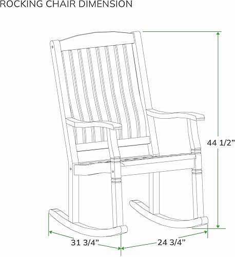 Miniatura 10 de Cambridge Casual Arie Plantation Mecedora de madera de teca  Mecedora de madera de teca gris desgastado para patio, terraza y porche  Asiento cómodo