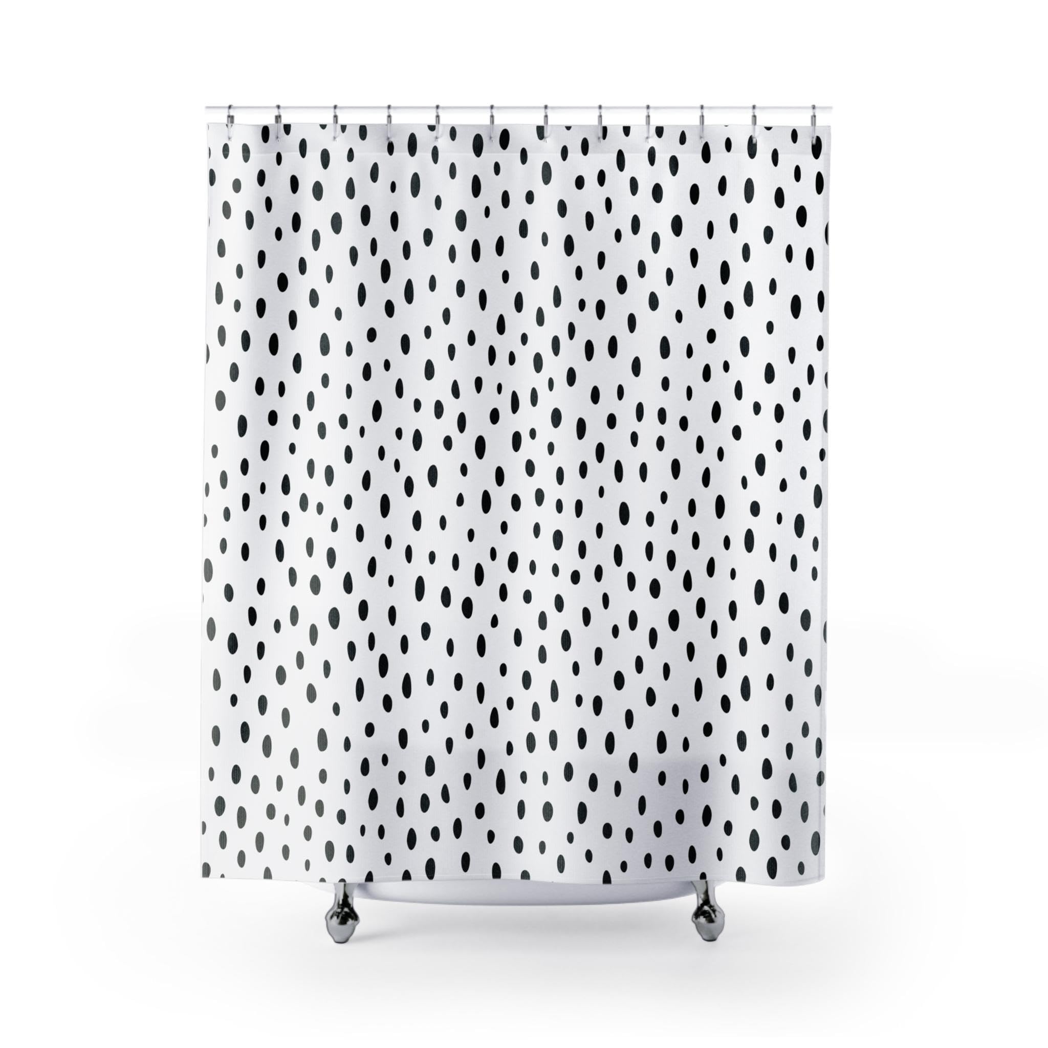Rideau de bain moderne à pois nordiques 75x190 cm noir et blanc bohème