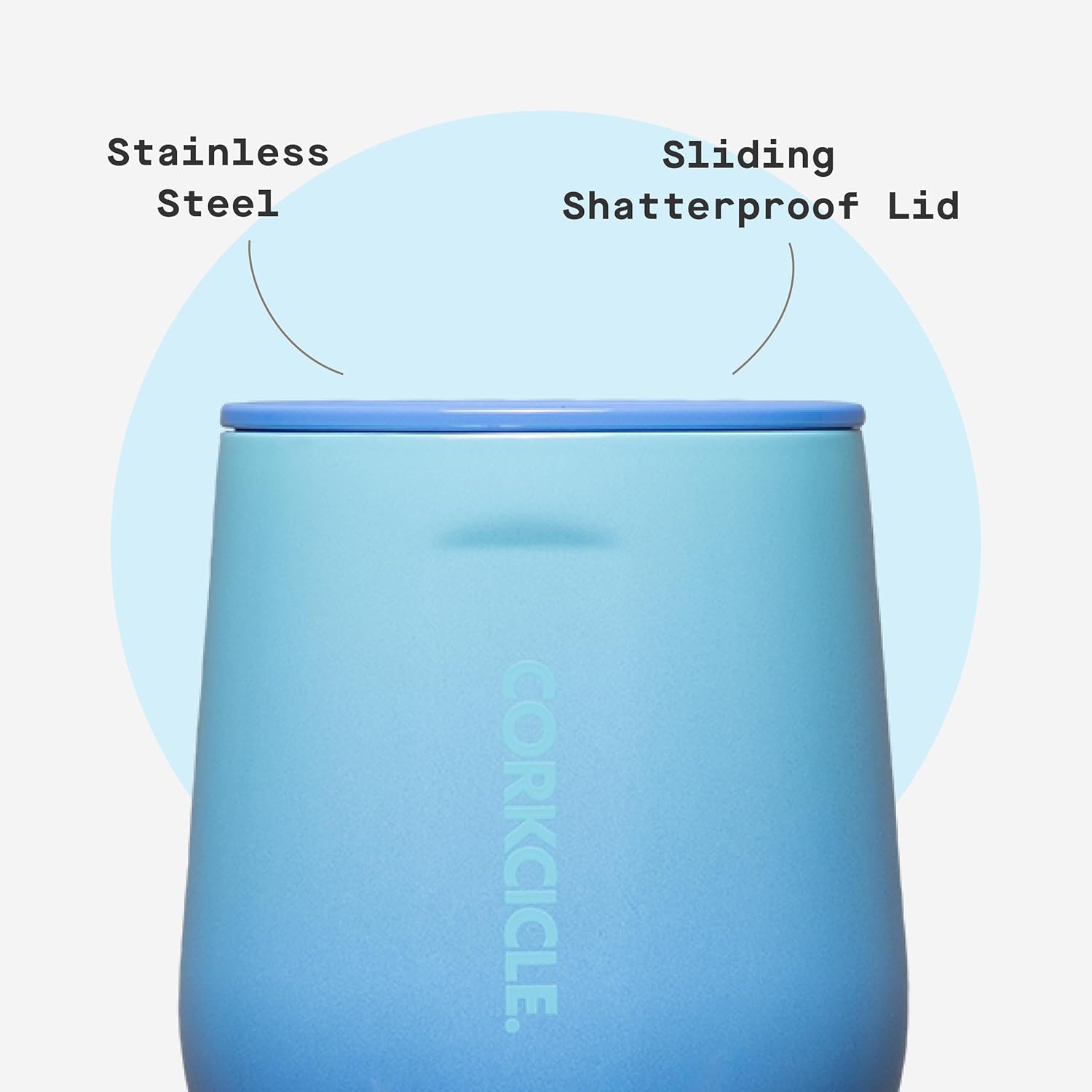 Corkcicle Classic Stemless Wine Tumbler - Keeps Drinks Cold for 6 Hours - Triple-Insulated Stainless Steel - Non-Slip Bottom - Summer Drinkware Gift - Keeps Drinks Ice Cold - 12 oz - Boom Box Blue - Image 5