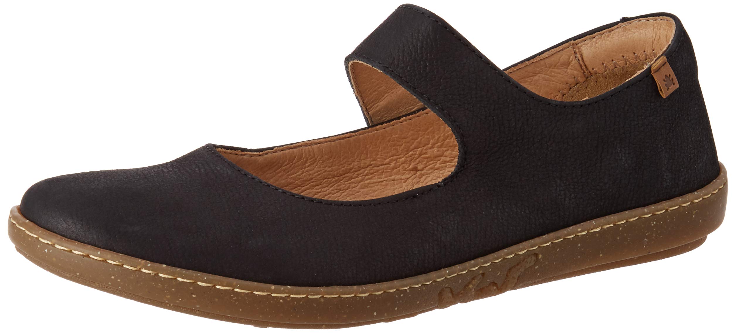 El Naturalista Coral Closed Toe Ballet Flats, Black, 3 UK