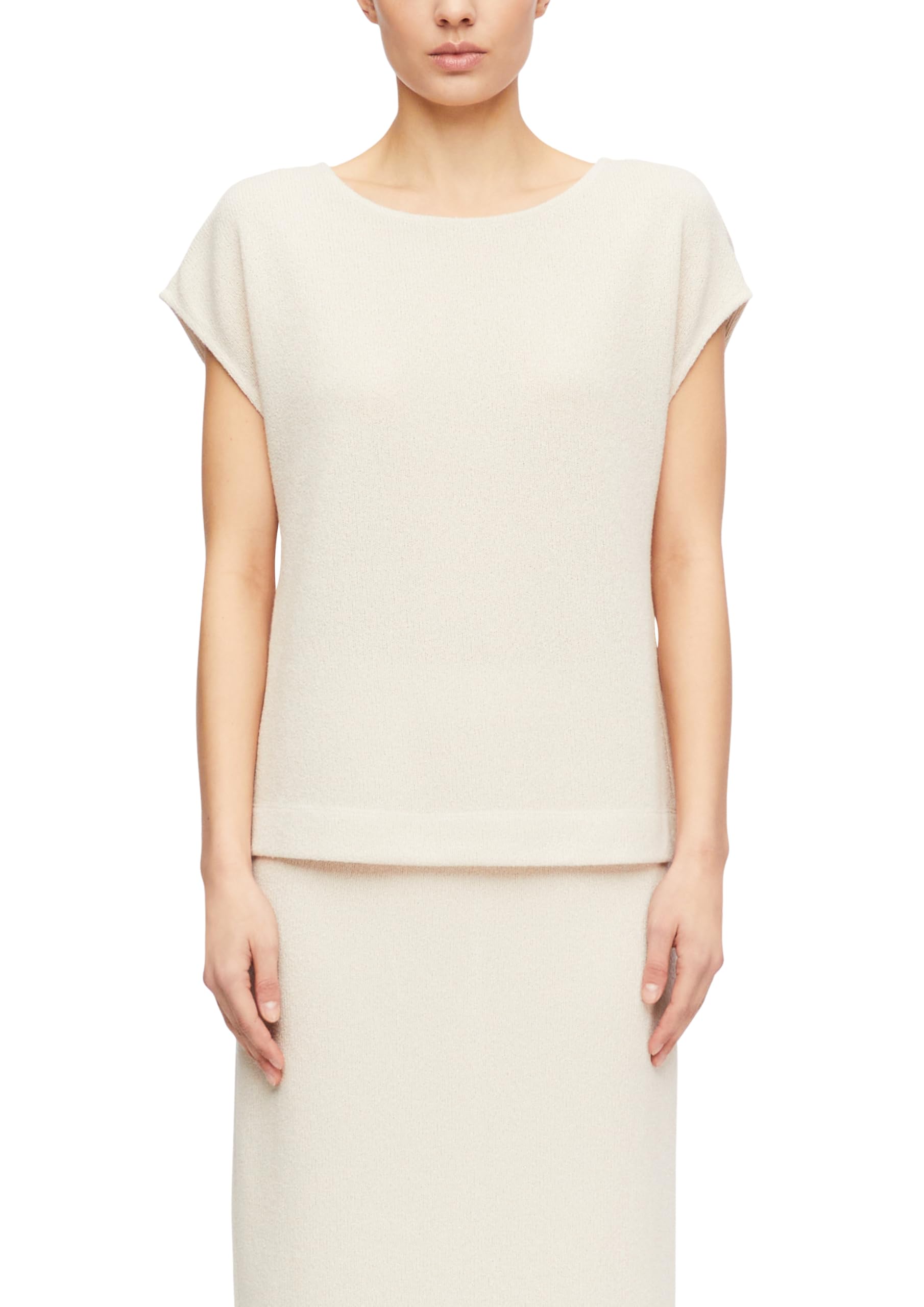 Comma Women's 2180314 Short-Sleeved Sweatshirt (Pack of 1), Light beige, 10