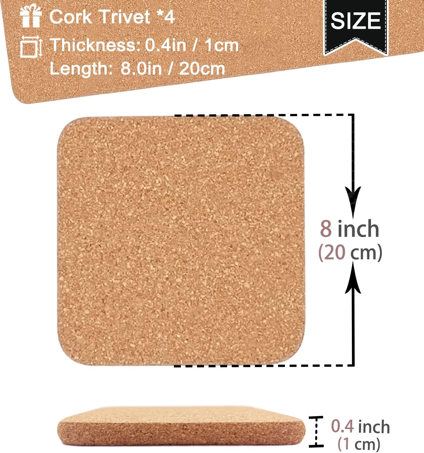 6 Pack High Density Thick Cork Trivets for Hot Dishes & 4 Pcs Double Layers Hard High Density Thick Cork Trivets for Hot Dishes