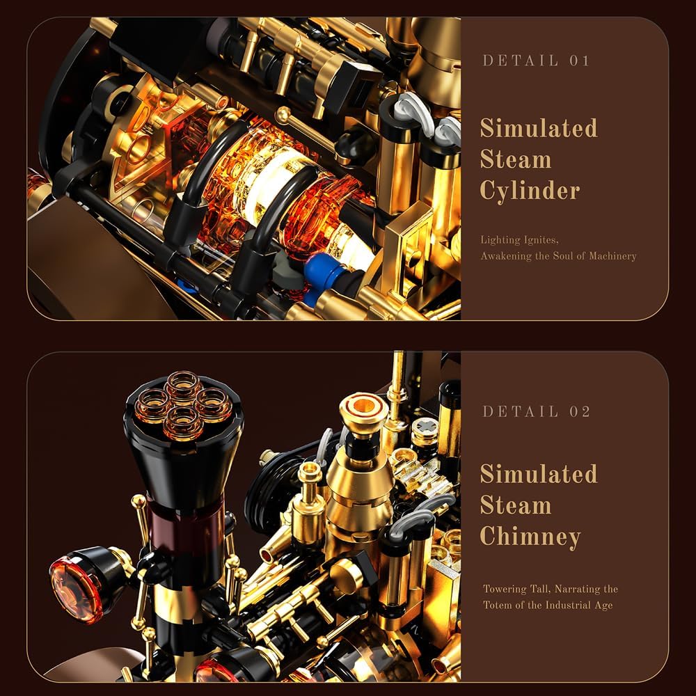 Retro Mechanical Steam Car Building Block Set, MOC Classic Car Kit, Supercar Toy Model, Adult Building Block Car Collector Set (1-1)