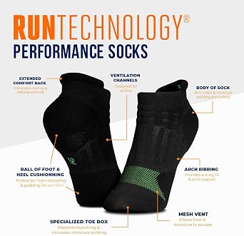 RunTechnology Athletic Running Performance Low-Cut Sport Socks