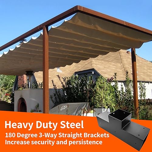 Miniatura 3 de Kit de bricolaje de pérgola, 2 soportes de esquina en ángulo en T de 3 vías, soporte de madera elevado con tornillos para vigas de madera de 4 x 4