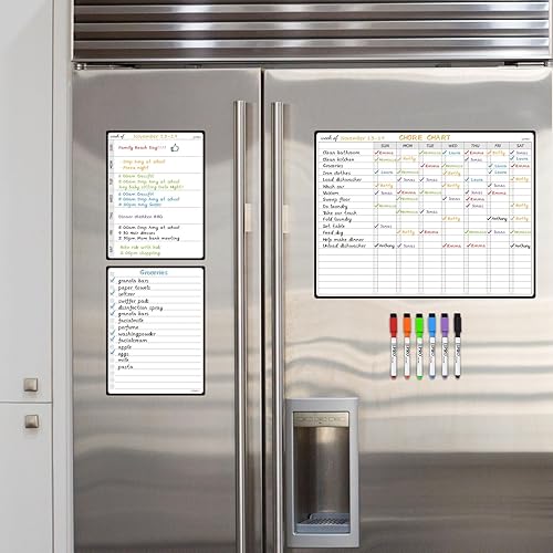 Miniatura 7 de JJPRO Tabla magnética de tareas de borrado en seco para adultos, tabla de tareas familiares para refrigerador, pizarra blanca para adolescentes con
