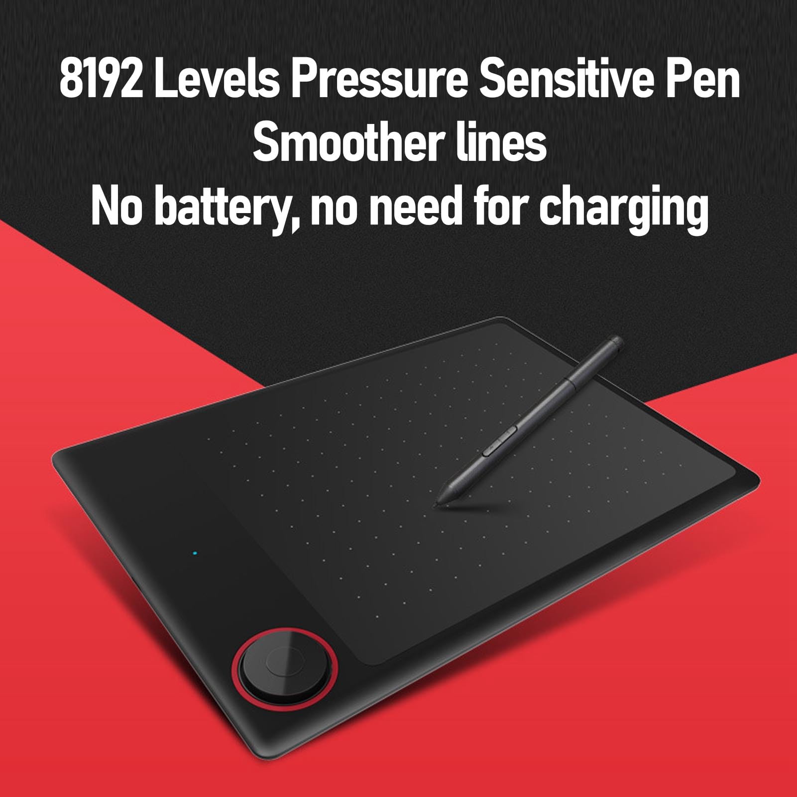 FILFEEL Tableta de Dibujo de área Grande con Batería de Sensibilidad a la Presión 8192, Bolígrafo, Compatible con SAI Illustrator Medibang FlipaClip, Tableta de Diseño Gráfico de 11 X 7,5 Pulgadas