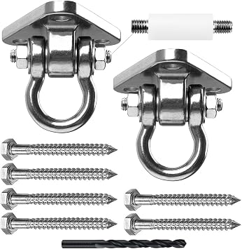 2 Bearing Swing Hangers Heavy Duty 304 Stainless Steel 1500LB Capacity Swing Set Hardware180 for Yoga Porch Swing Seat Sandbag, Gym