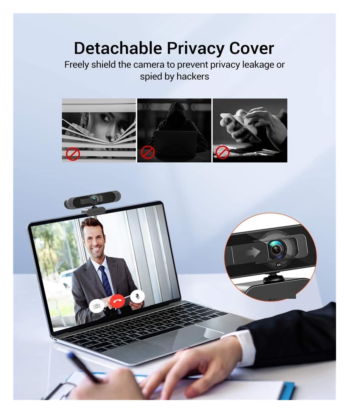 4K 1080P FHD Webcam USB Auto Focus Web Camera PC Computer WebCamera for trasmissione in diretta Videochiamate Lavoro in conferenza(4K)