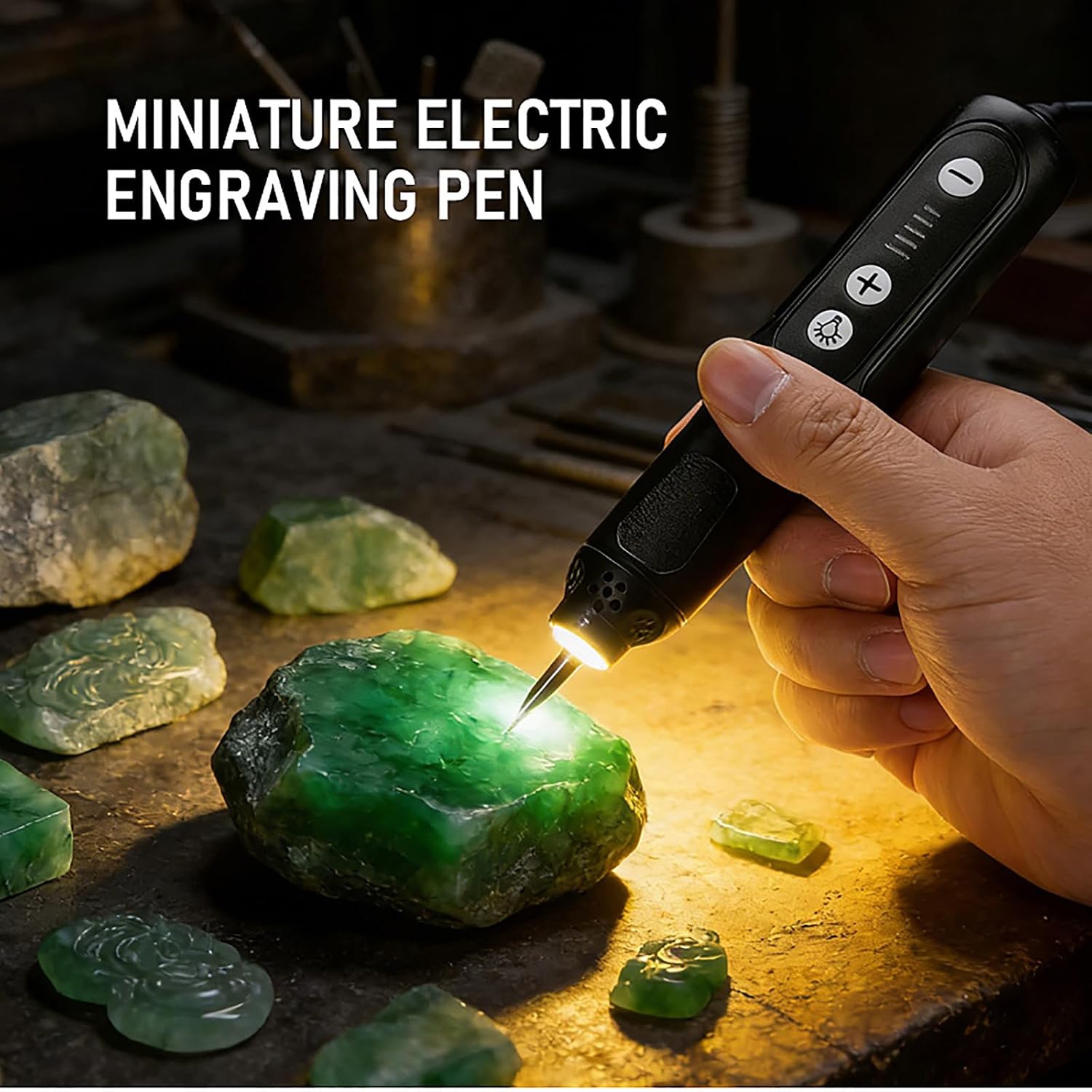 Mini Electric Engraving Pen Cordless Rotary Tool with LED Light, 5 Speed Adjustable USB Rechargeable, 30pcs Accessories for Jewelry Wood Stone Metal Engraving Polishing Drilling (5DJQ HUISE)