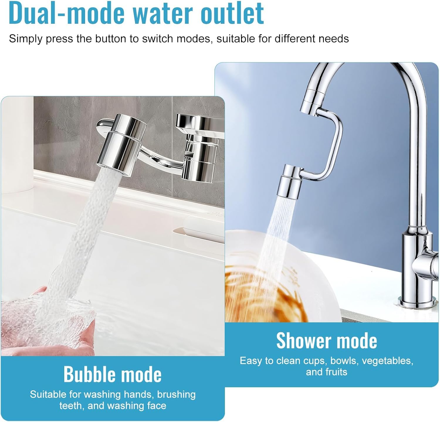 Estensione per Rubinetto, Estensione per Aeratore per Rubinetto Girevole a 1080 Gradi, Aaccessorio per Aeratore per Rubinetto, Estensione Multifunzionale per Rubinetto, per Bagno e Cucina