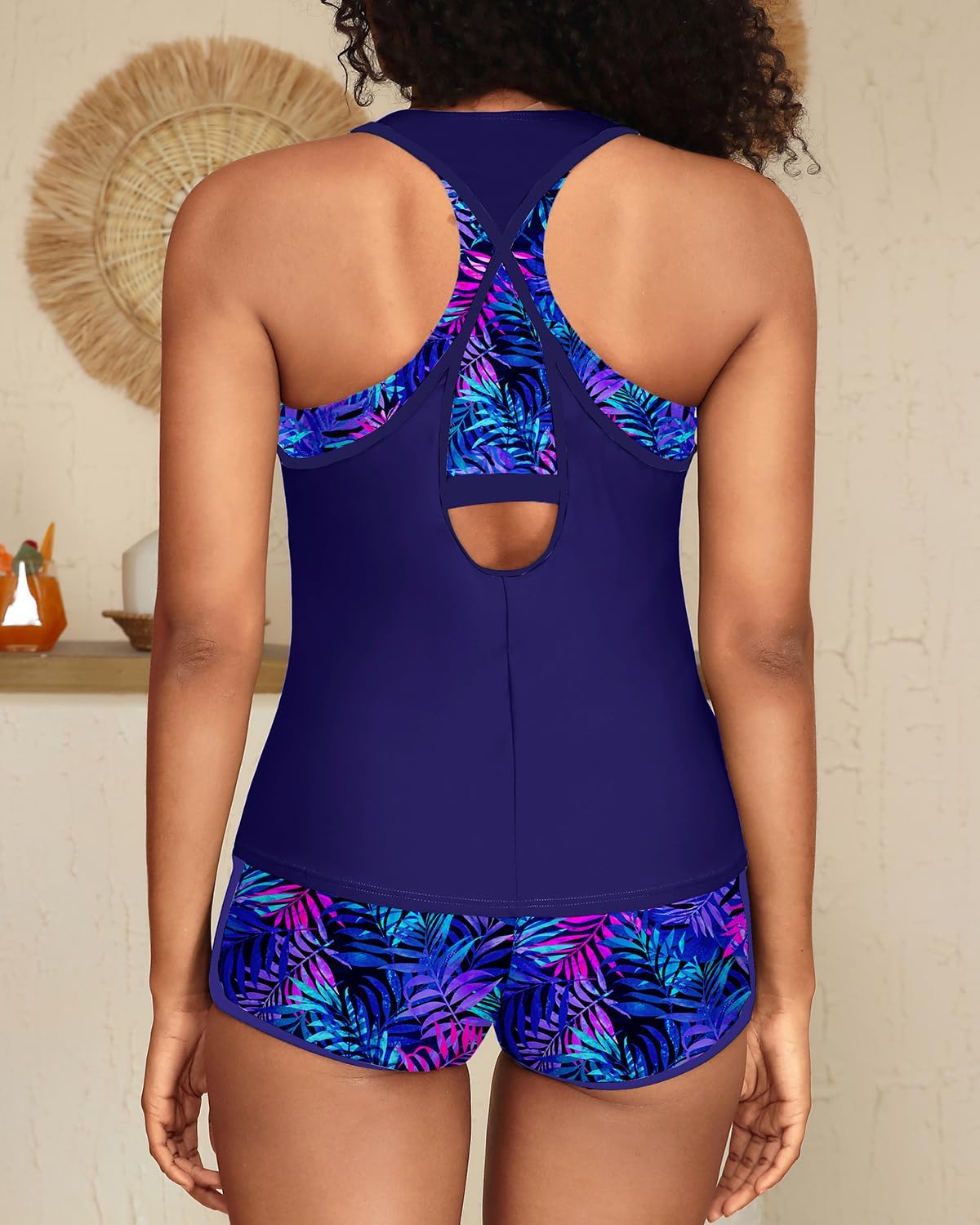Yonique 3 Piece Athletic Tankini Swimsuits for Women with Shorts Swim Tank Tops with Sports Bra and Boyshorts Bathing Suits