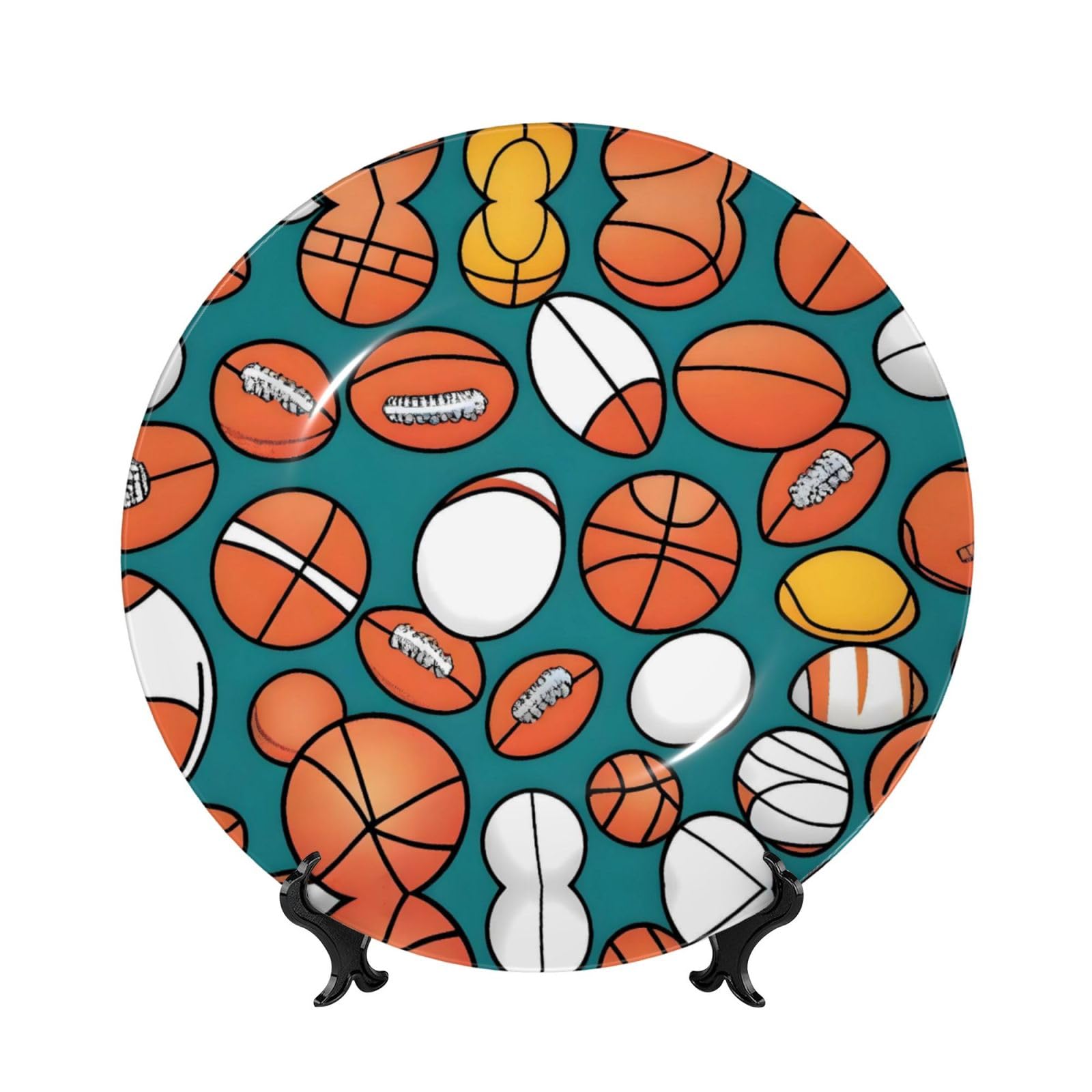 Adornos para el hogar de baloncesto y fútbol, platos decorativos con soporte de exhibición
