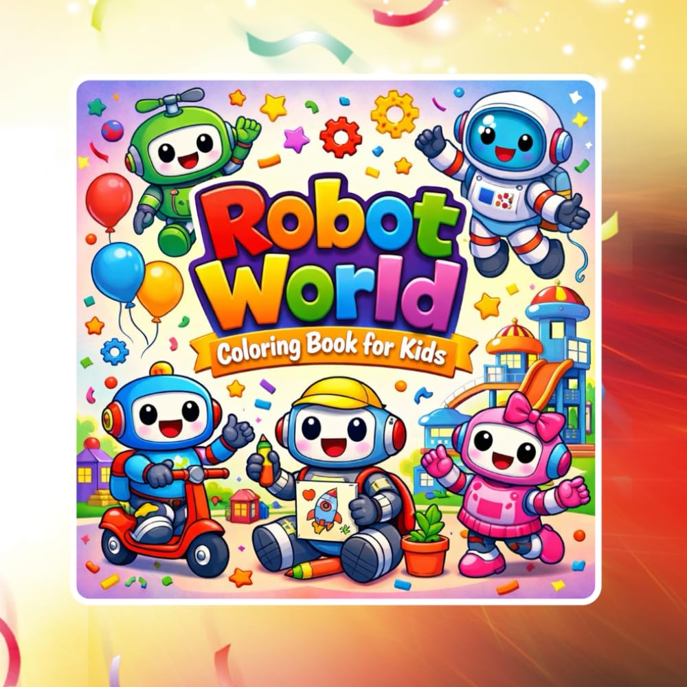 Robot World Coloring Book for Kids: Fun and Cute Robot Adventures – Easy Coloring Pages for Boys & Girls Ages 3–8