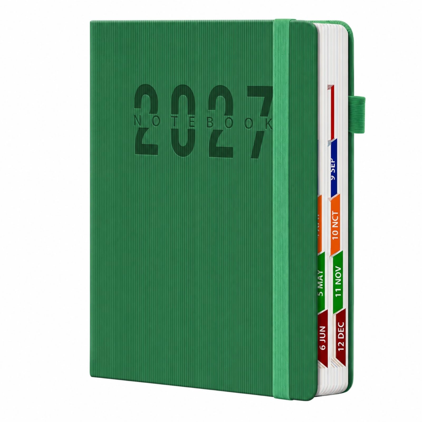 predolo Agenda 2027 Formato Formato Medio A | Planner Giornaliero 2027, Leggero, Taccuino con Copertina in PU, per Pianificazione Giornaliera, Scuola, Lavoratori, Studenti, Verde