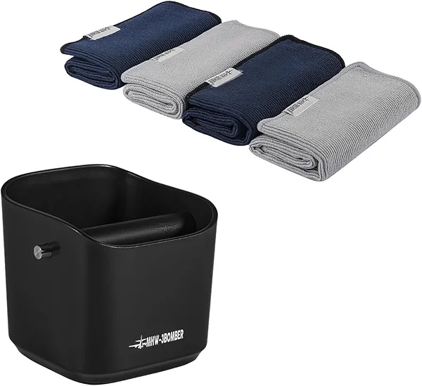 MHW-3BOMBER Barista Towels for Espresso 4Pack & Espresso Knock Box