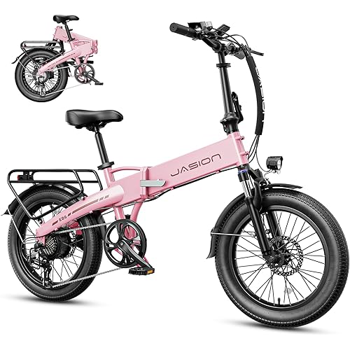 Jasion Electric Bike for Adults, 1000W Peak Motor up to 25MPH Top Speed Ebike, Aluminum 20'' Fat Tire Electric Bike Built-in 48V Removable Battery with 55 Max Miles, EBS Folding Ebikes for Adults