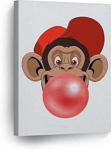 Vista 12 de Smile Art Design Arte de goma de mascar de cebra, diseño de goma de mascar verde azulado y azul, impresión de lienzo, arte de pared en blanco