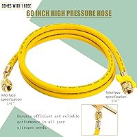 Vista 6 de KAKO Regulador de nitrógeno HVAC con manguera de 60", 0-600PSI, salida de 1/4", entrada CGA580, 0-4000PSI